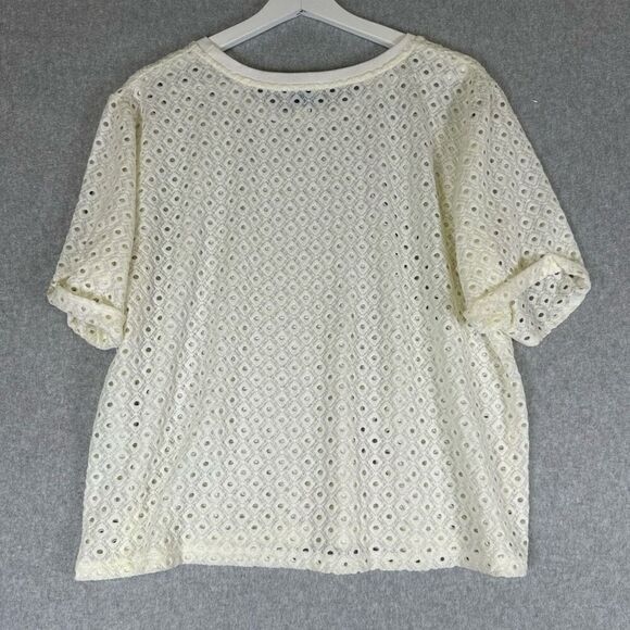 Anthropologie Postmark Womens Large Top Chantal Lace Boxy White Eyelet Shirt - Picture 5 of 7